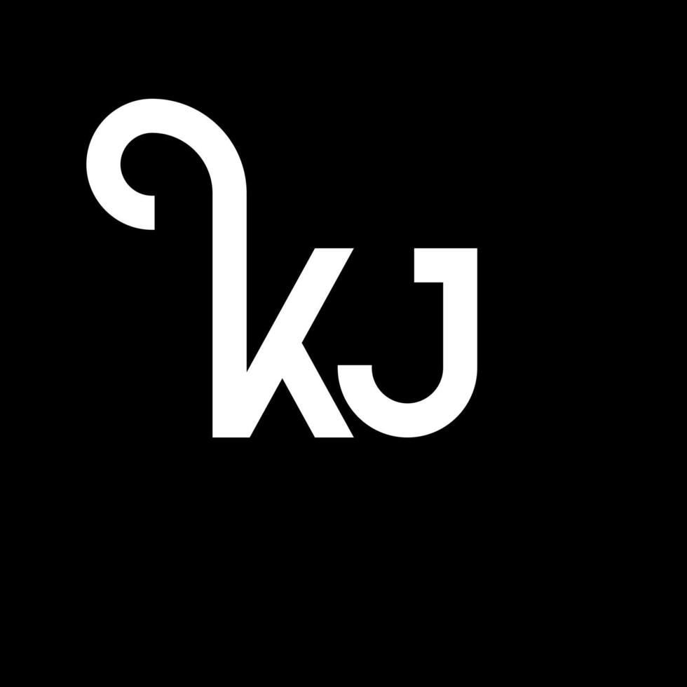 diseño de logotipo de letra kj sobre fondo negro. concepto de logotipo de letra de iniciales creativas kj. diseño de letras kj. kj diseño de letras blancas sobre fondo negro. kj, logotipo de kj vector