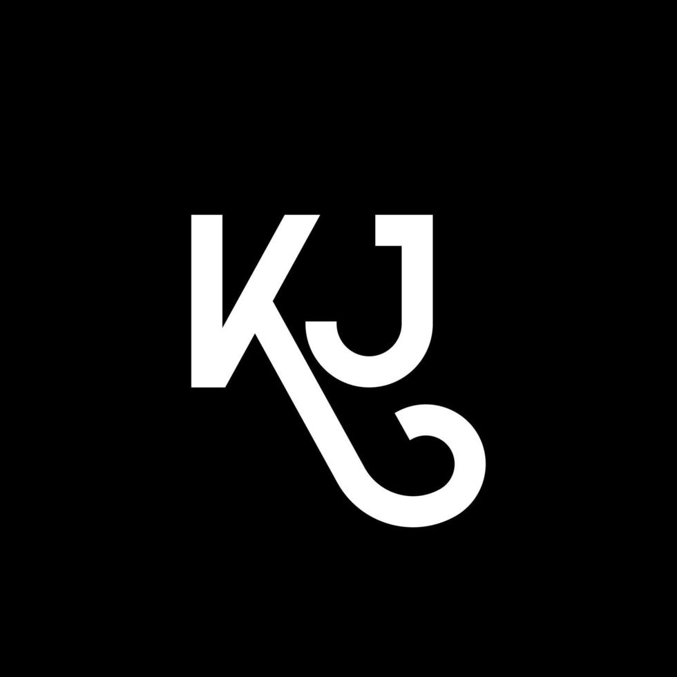 diseño de logotipo de letra kj sobre fondo negro. concepto de logotipo de letra de iniciales creativas kj. diseño de letras kj. kj diseño de letras blancas sobre fondo negro. kj, logotipo de kj vector