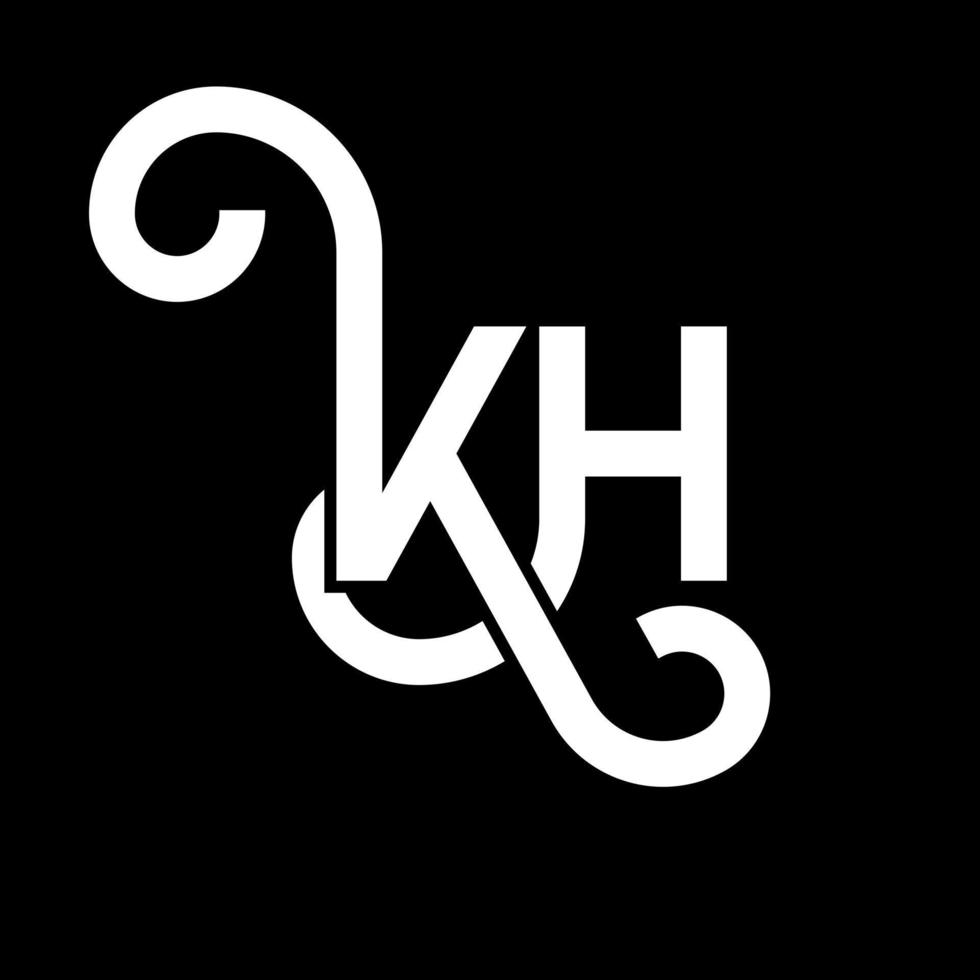 diseño del logotipo de la letra kh sobre fondo negro. concepto de logotipo de letra de iniciales creativas kh. diseño de letras kh. kh diseño de letras blancas sobre fondo negro. kh, logotipo de kh vector