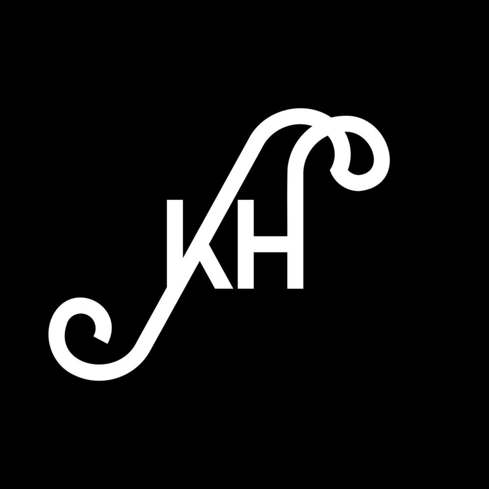 diseño del logotipo de la letra kh sobre fondo negro. concepto de logotipo de letra de iniciales creativas kh. diseño de letras kh. kh diseño de letras blancas sobre fondo negro. kh, logotipo de kh vector