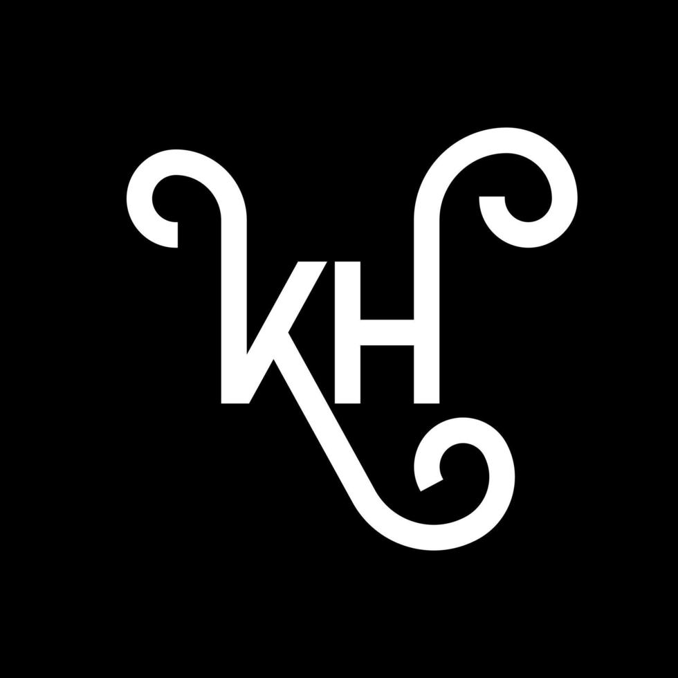 diseño del logotipo de la letra kh sobre fondo negro. concepto de logotipo de letra de iniciales creativas kh. diseño de letras kh. kh diseño de letras blancas sobre fondo negro. kh, logotipo de kh vector