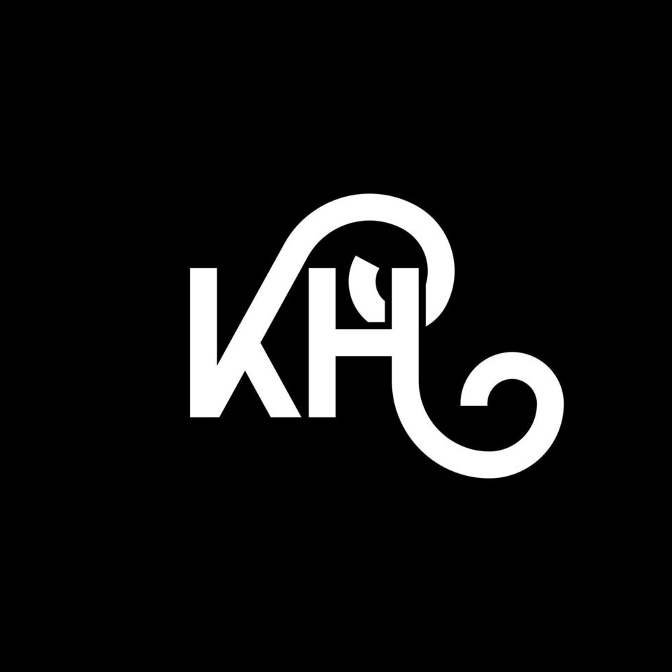 KH letter logo design on black background. KH creative initials letter logo concept. kh letter design. KH white letter design on black background. K H, k h logo vector