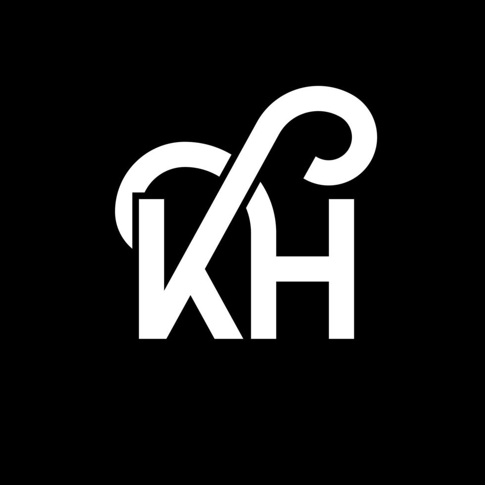 diseño del logotipo de la letra kh sobre fondo negro. concepto de logotipo de letra de iniciales creativas kh. diseño de letras kh. kh diseño de letras blancas sobre fondo negro. kh, logotipo de kh vector