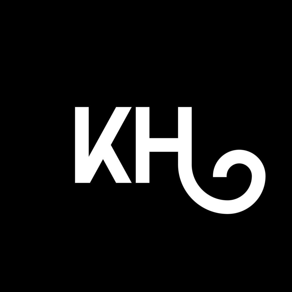 KH letter logo design on black background. KH creative initials letter logo concept. kh letter design. KH white letter design on black background. K H, k h logo vector