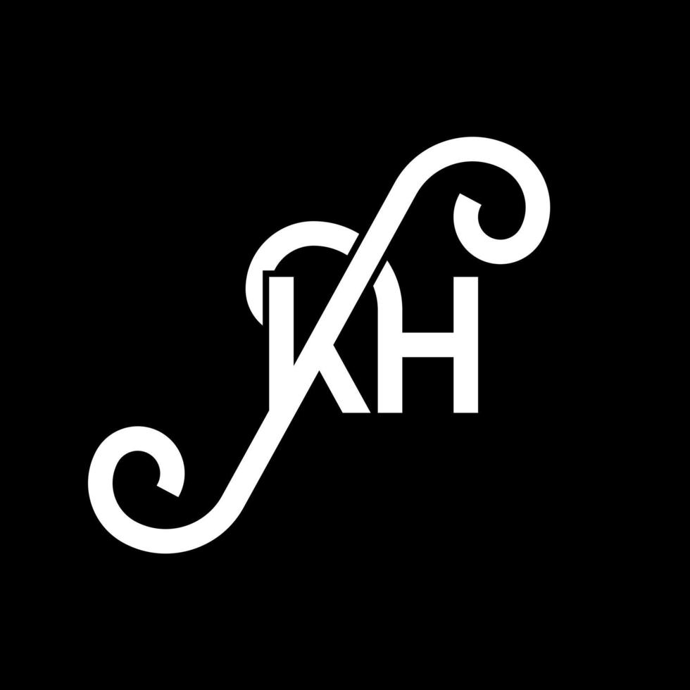 KH letter logo design on black background. KH creative initials letter logo concept. kh letter design. KH white letter design on black background. K H, k h logo vector