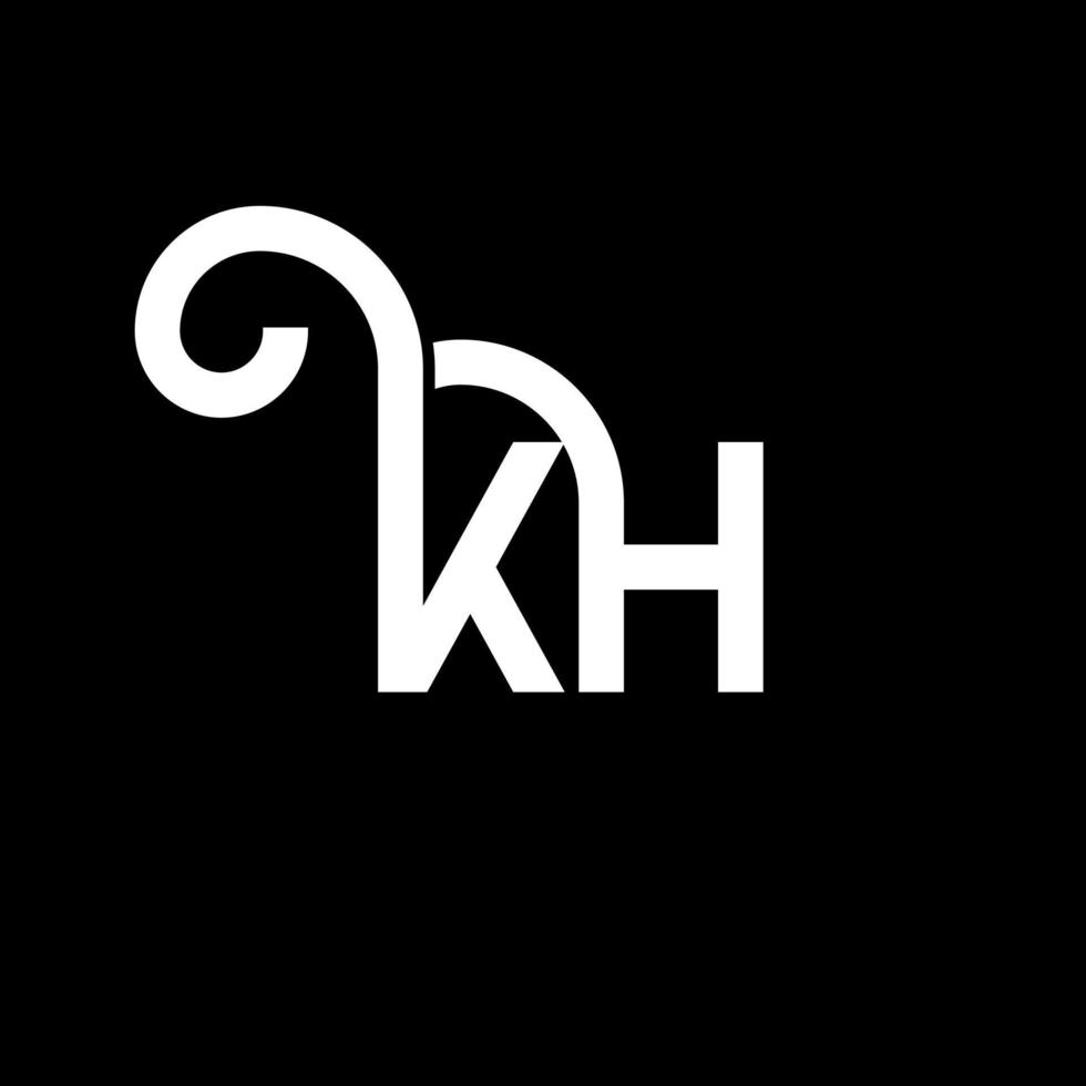 KH letter logo design on black background. KH creative initials letter logo concept. kh letter design. KH white letter design on black background. K H, k h logo vector