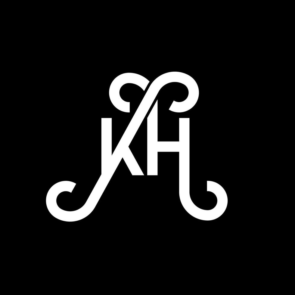 KH letter logo design on black background. KH creative initials letter logo concept. kh letter design. KH white letter design on black background. K H, k h logo vector