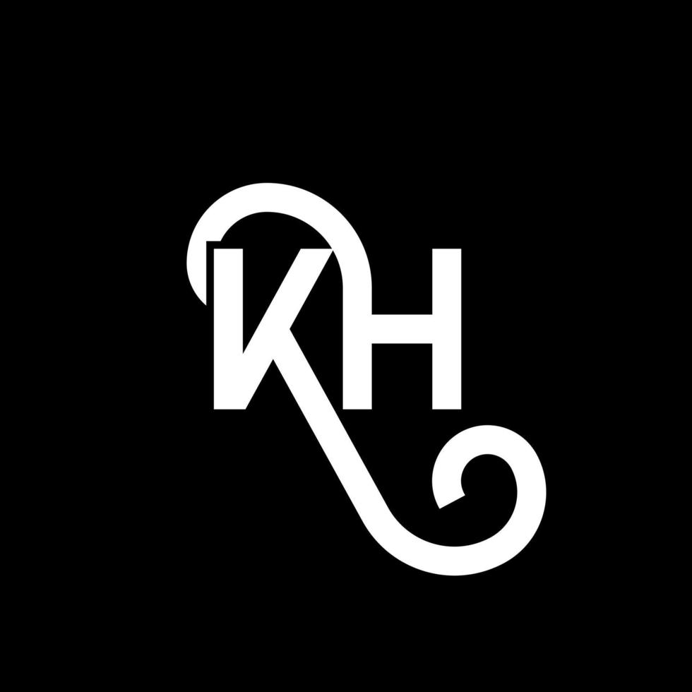 KH letter logo design on black background. KH creative initials letter logo concept. kh letter design. KH white letter design on black background. K H, k h logo vector