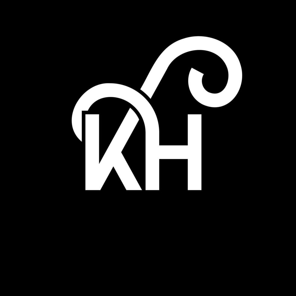 diseño del logotipo de la letra kh sobre fondo negro. concepto de logotipo de letra de iniciales creativas kh. diseño de letras kh. kh diseño de letras blancas sobre fondo negro. kh, logotipo de kh vector