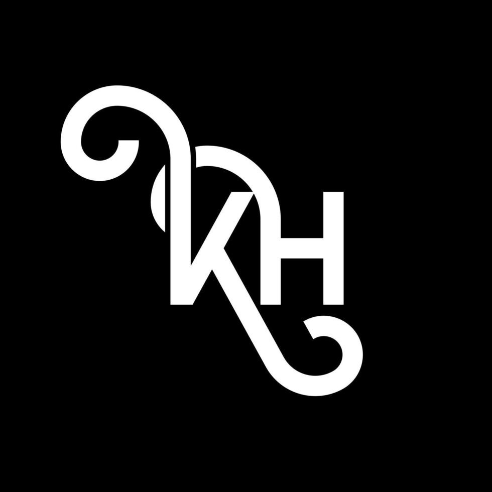 KH letter logo design on black background. KH creative initials letter logo concept. kh letter design. KH white letter design on black background. K H, k h logo vector