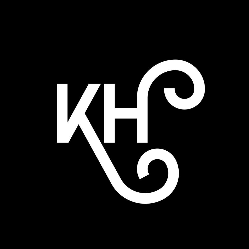 KH letter logo design on black background. KH creative initials letter logo concept. kh letter design. KH white letter design on black background. K H, k h logo vector