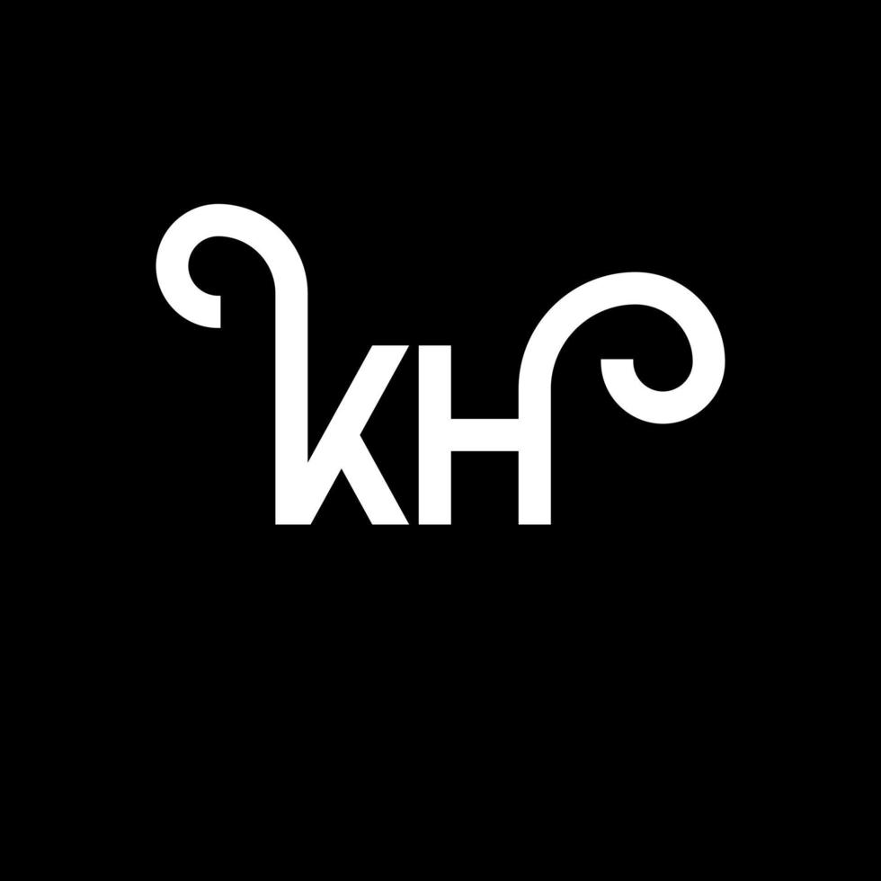 diseño del logotipo de la letra kh sobre fondo negro. concepto de logotipo de letra de iniciales creativas kh. diseño de letras kh. kh diseño de letras blancas sobre fondo negro. kh, logotipo de kh vector