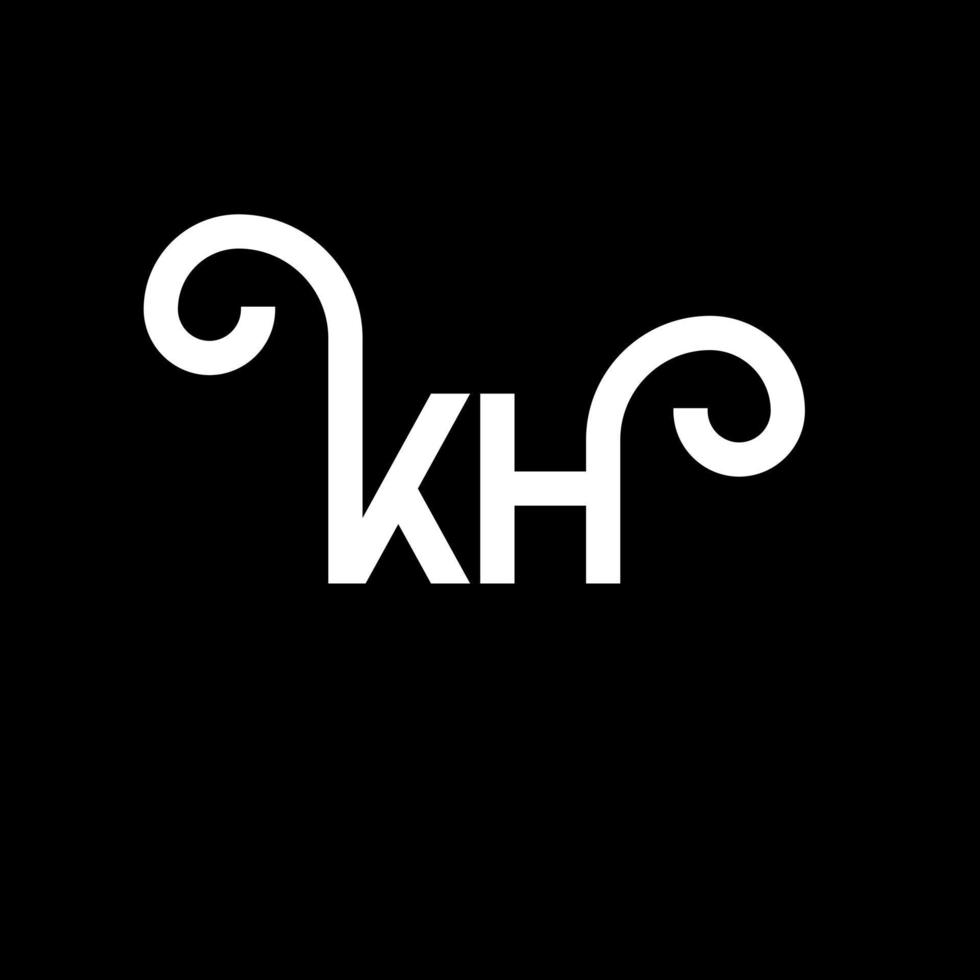 diseño del logotipo de la letra kh sobre fondo negro. concepto de logotipo de letra de iniciales creativas kh. diseño de letras kh. kh diseño de letras blancas sobre fondo negro. kh, logotipo de kh vector