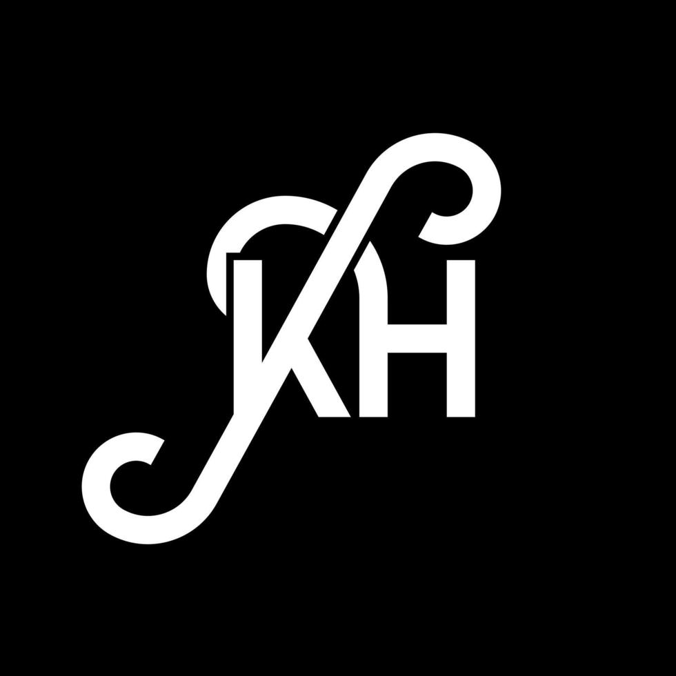 diseño del logotipo de la letra kh sobre fondo negro. concepto de logotipo de letra de iniciales creativas kh. diseño de letras kh. kh diseño de letras blancas sobre fondo negro. kh, logotipo de kh vector