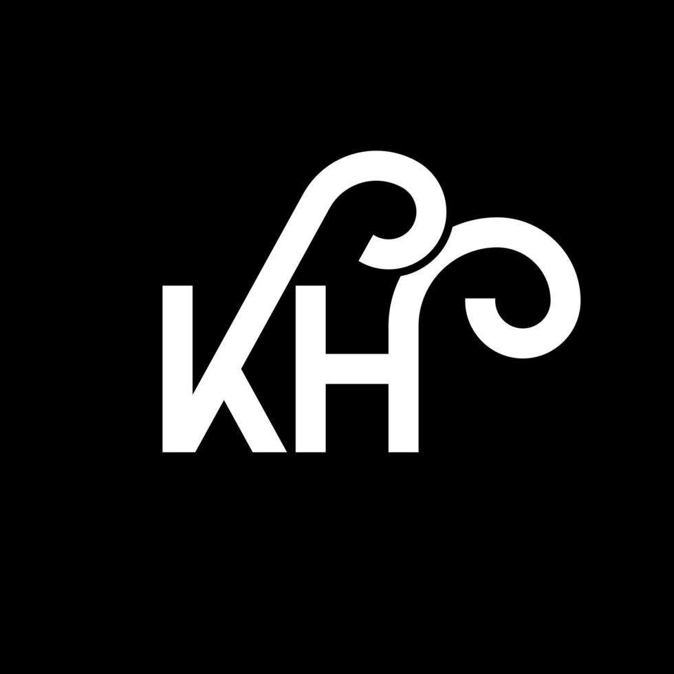 diseño del logotipo de la letra kh sobre fondo negro. concepto de logotipo de letra de iniciales creativas kh. diseño de letras kh. kh diseño de letras blancas sobre fondo negro. kh, logotipo de kh vector