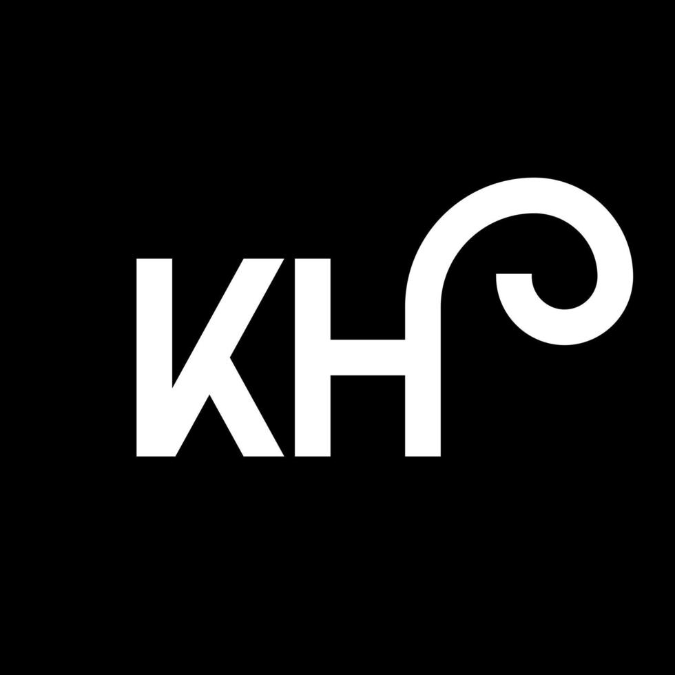 KH letter logo design on black background. KH creative initials letter logo concept. kh letter design. KH white letter design on black background. K H, k h logo vector