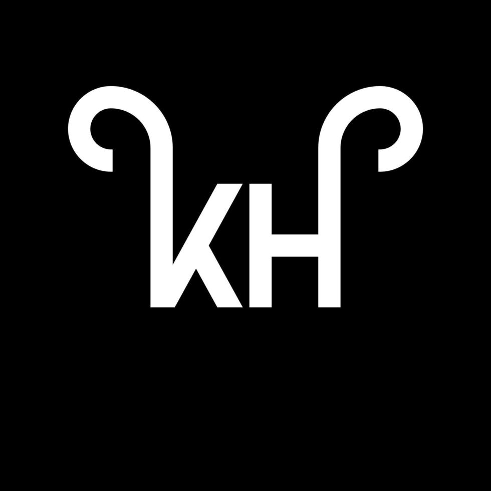 diseño del logotipo de la letra kh sobre fondo negro. concepto de logotipo de letra de iniciales creativas kh. diseño de letras kh. kh diseño de letras blancas sobre fondo negro. kh, logotipo de kh vector