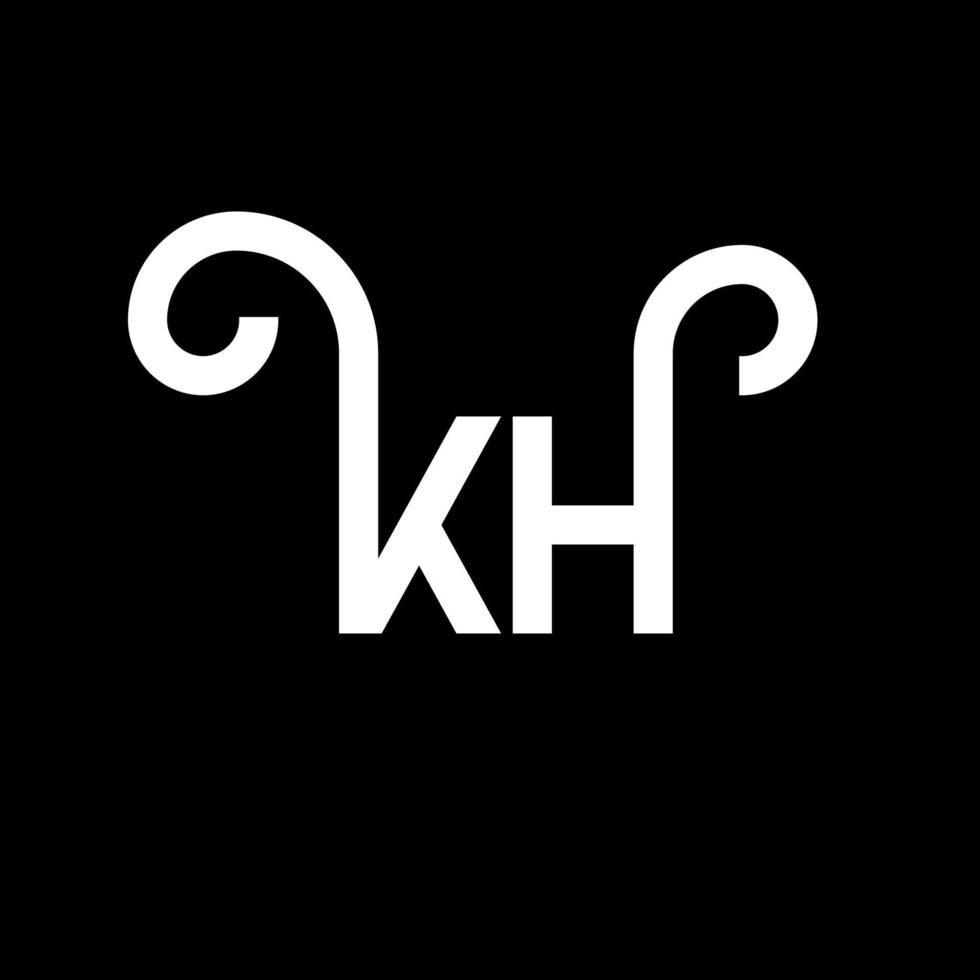 KH letter logo design on black background. KH creative initials letter logo concept. kh letter design. KH white letter design on black background. K H, k h logo vector