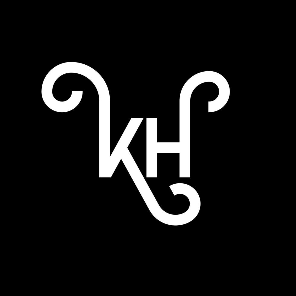 diseño del logotipo de la letra kh sobre fondo negro. concepto de logotipo de letra de iniciales creativas kh. diseño de letras kh. kh diseño de letras blancas sobre fondo negro. kh, logotipo de kh vector