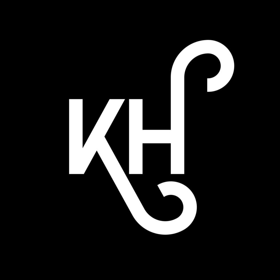 KH letter logo design on black background. KH creative initials letter logo concept. kh letter design. KH white letter design on black background. K H, k h logo vector