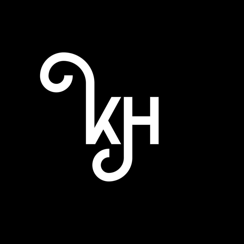 diseño del logotipo de la letra kh sobre fondo negro. concepto de logotipo de letra de iniciales creativas kh. diseño de letras kh. kh diseño de letras blancas sobre fondo negro. kh, logotipo de kh vector