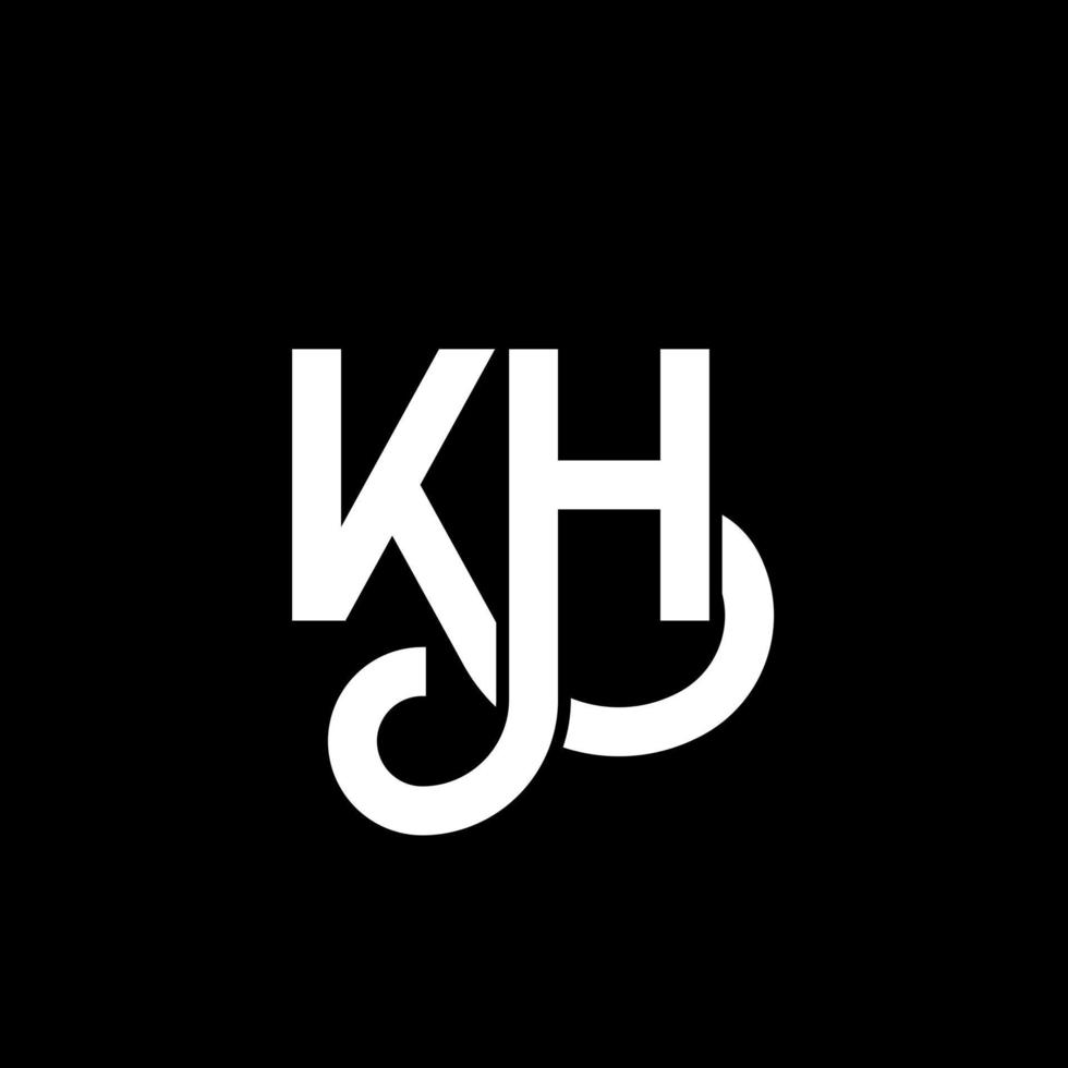 KH letter logo design on black background. KH creative initials letter logo concept. kh letter design. KH white letter design on black background. K H, k h logo vector