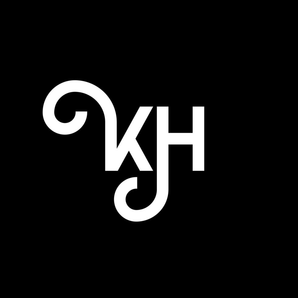 diseño del logotipo de la letra kh sobre fondo negro. concepto de logotipo de letra de iniciales creativas kh. diseño de letras kh. kh diseño de letras blancas sobre fondo negro. kh, logotipo de kh vector