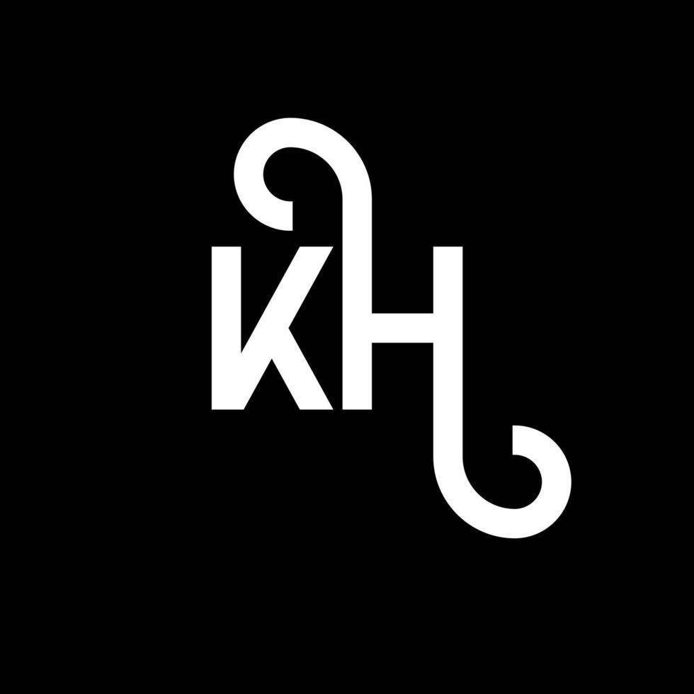 KH letter logo design on black background. KH creative initials letter logo concept. kh letter design. KH white letter design on black background. K H, k h logo vector