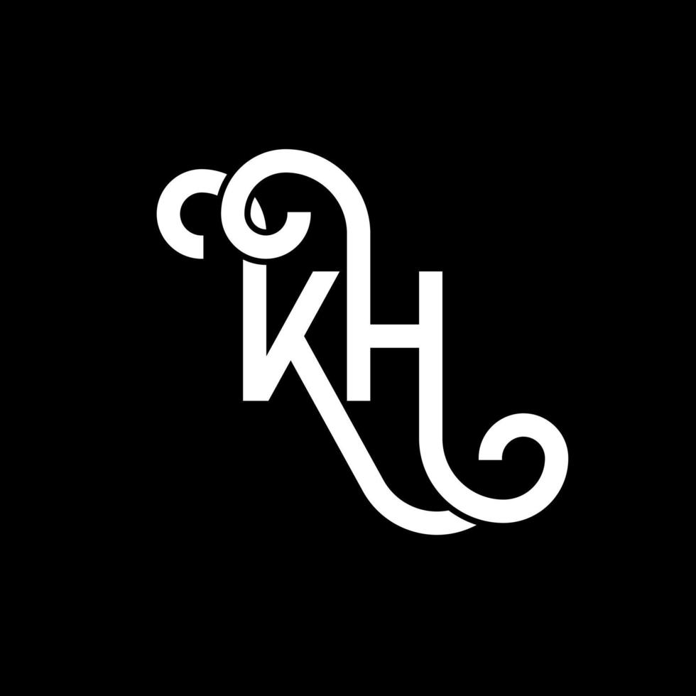 KH letter logo design on black background. KH creative initials letter logo concept. kh letter design. KH white letter design on black background. K H, k h logo vector