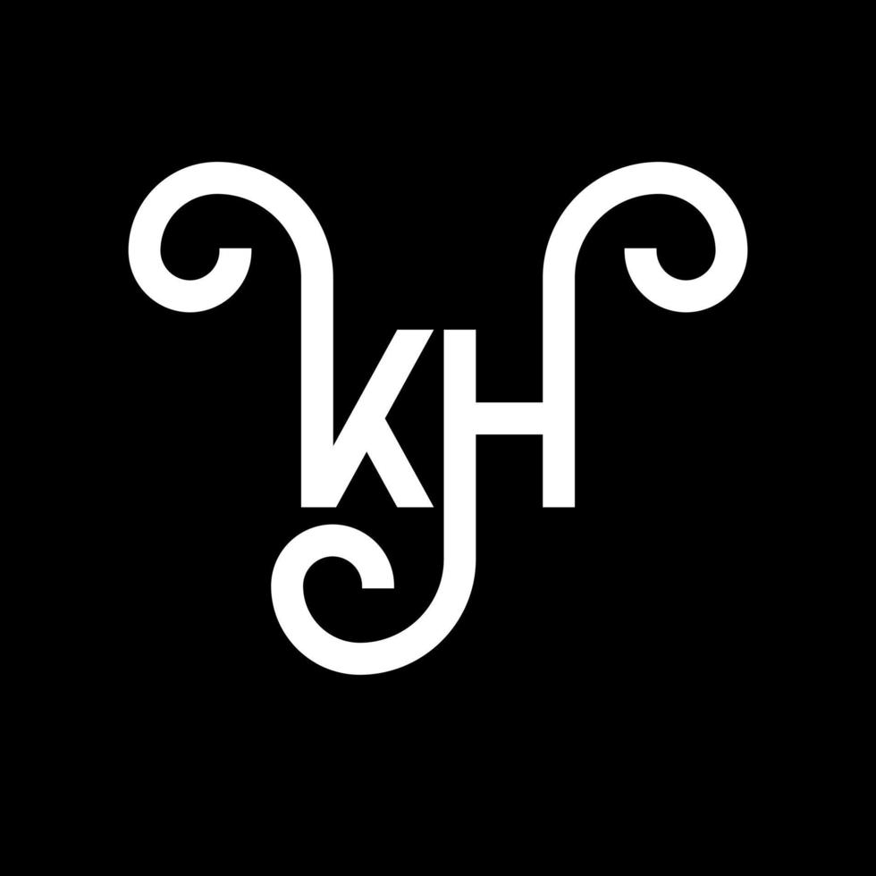 diseño del logotipo de la letra kh sobre fondo negro. concepto de logotipo de letra de iniciales creativas kh. diseño de letras kh. kh diseño de letras blancas sobre fondo negro. kh, logotipo de kh vector