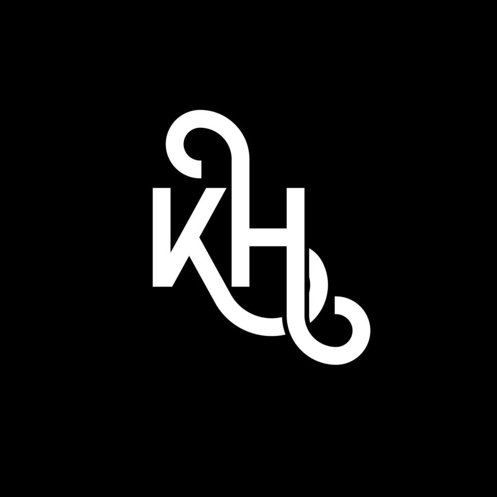 KH letter logo design on black background. KH creative initials letter logo concept. kh letter design. KH white letter design on black background. K H, k h logo vector