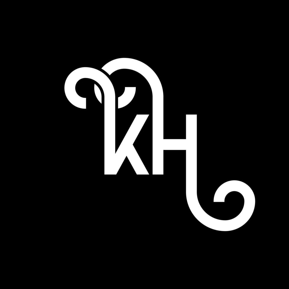 diseño del logotipo de la letra kh sobre fondo negro. concepto de logotipo de letra de iniciales creativas kh. diseño de letras kh. kh diseño de letras blancas sobre fondo negro. kh, logotipo de kh vector