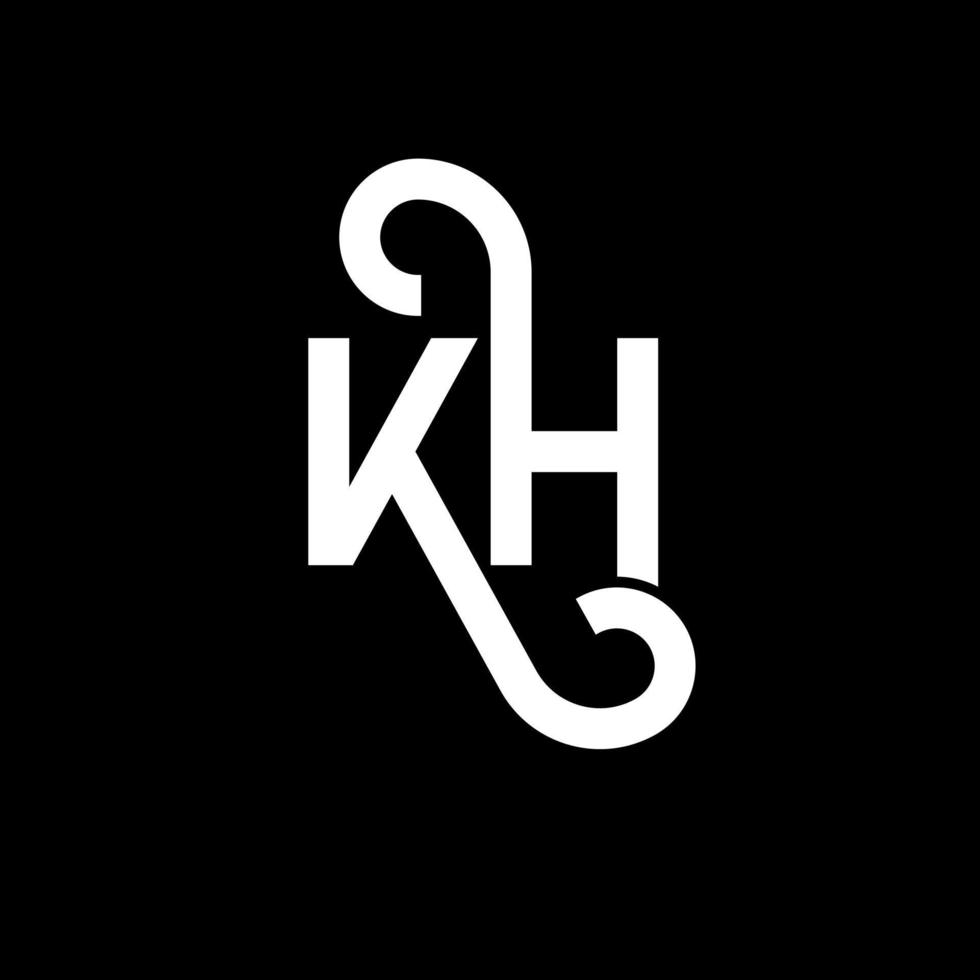 diseño del logotipo de la letra kh sobre fondo negro. concepto de logotipo de letra de iniciales creativas kh. diseño de letras kh. kh diseño de letras blancas sobre fondo negro. kh, logotipo de kh vector