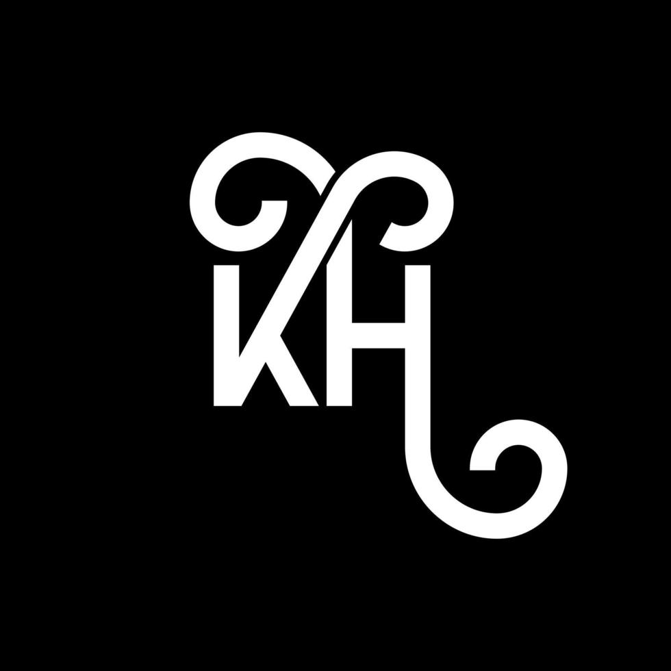 diseño del logotipo de la letra kh sobre fondo negro. concepto de logotipo de letra de iniciales creativas kh. diseño de letras kh. kh diseño de letras blancas sobre fondo negro. kh, logotipo de kh vector