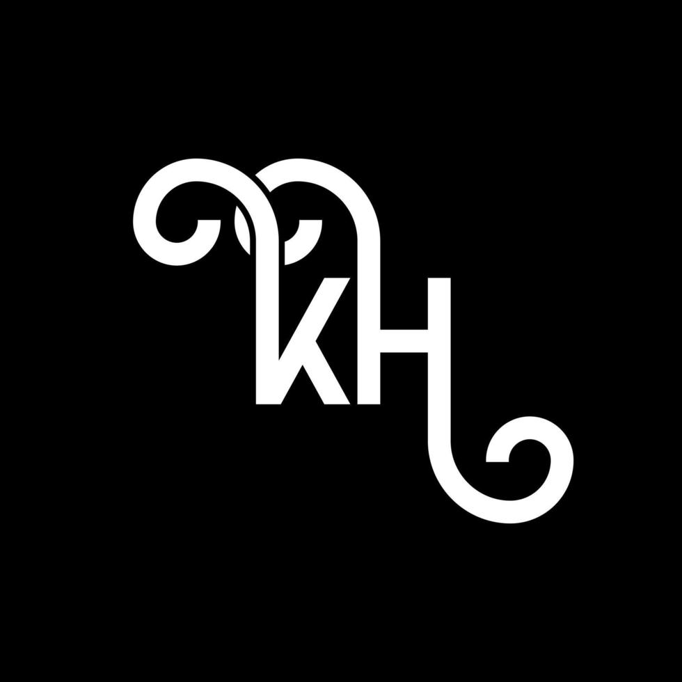 diseño del logotipo de la letra kh sobre fondo negro. concepto de logotipo de letra de iniciales creativas kh. diseño de letras kh. kh diseño de letras blancas sobre fondo negro. kh, logotipo de kh vector