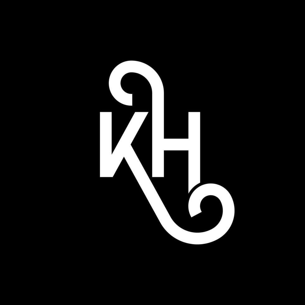 KH letter logo design on black background. KH creative initials letter logo concept. kh letter design. KH white letter design on black background. K H, k h logo vector