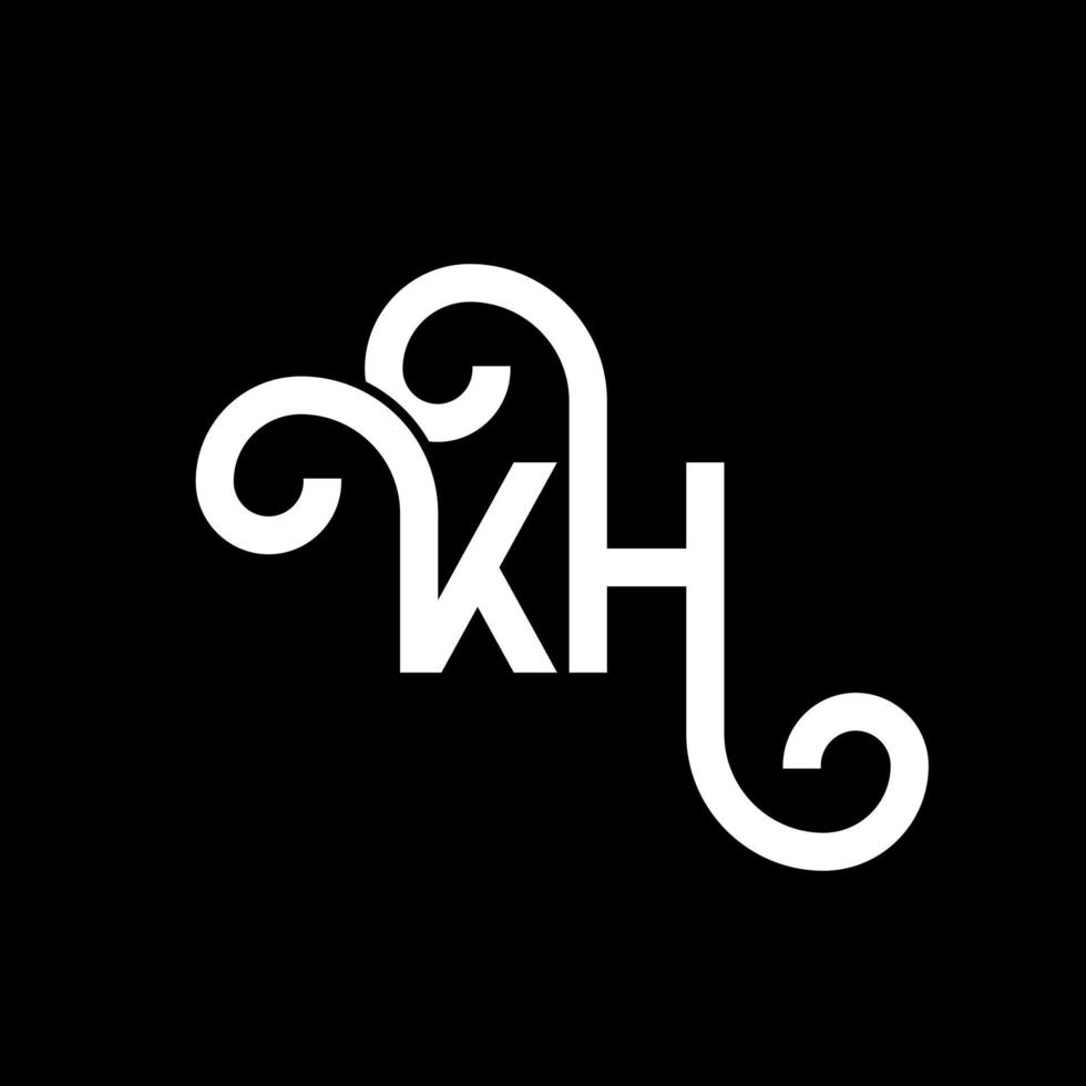 KH letter logo design on black background. KH creative initials letter logo concept. kh letter design. KH white letter design on black background. K H, k h logo vector