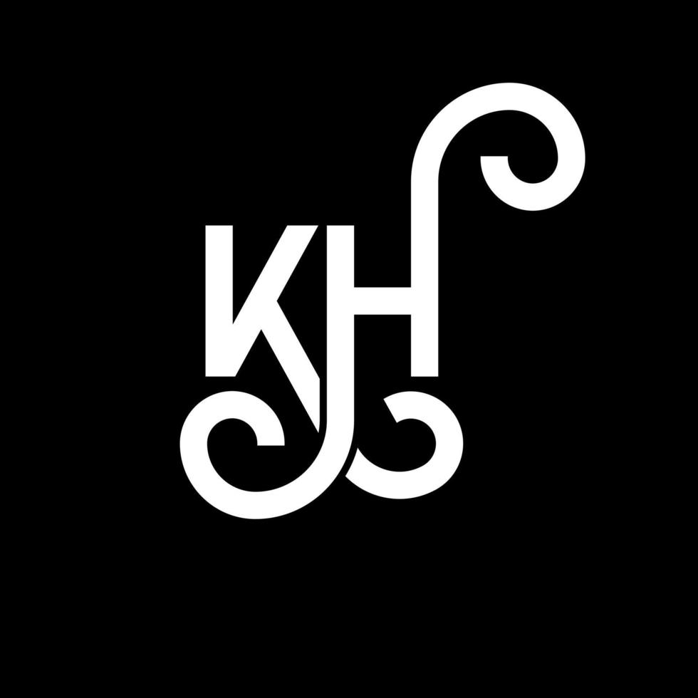 KH letter logo design on black background. KH creative initials letter logo concept. kh letter design. KH white letter design on black background. K H, k h logo vector