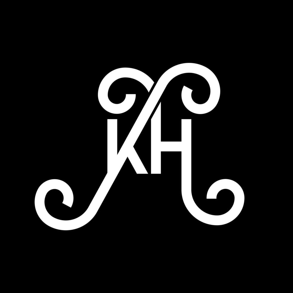 KH letter logo design on black background. KH creative initials letter logo concept. kh letter design. KH white letter design on black background. K H, k h logo vector