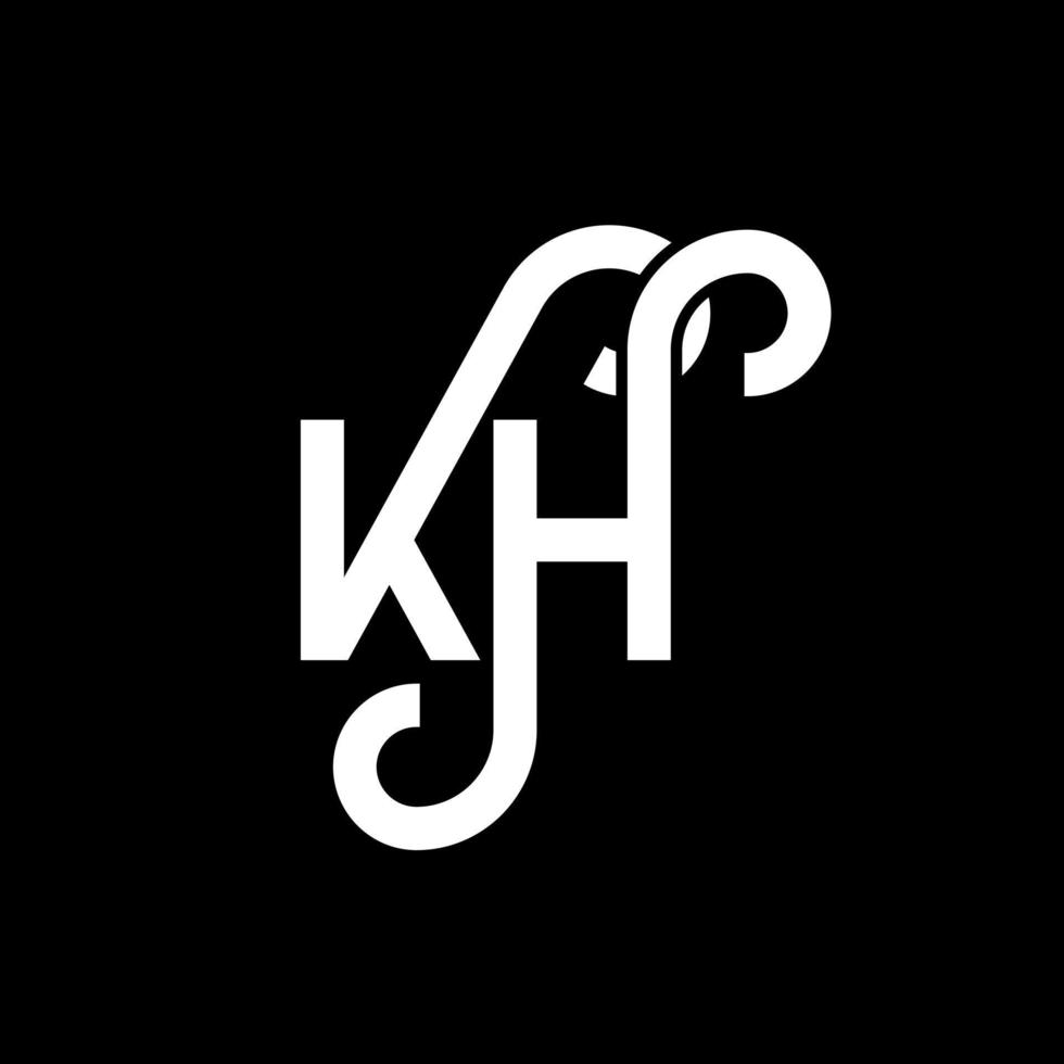 KH letter logo design on black background. KH creative initials letter logo concept. kh letter design. KH white letter design on black background. K H, k h logo vector