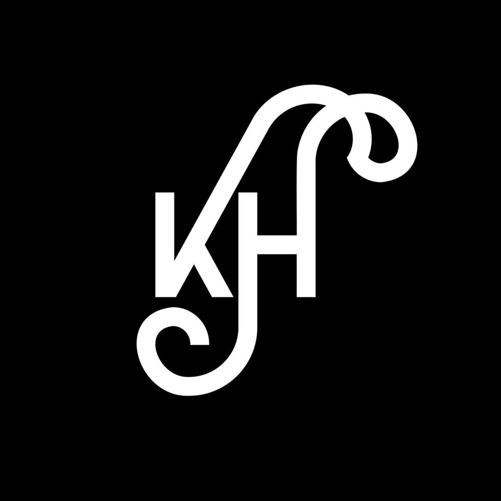 KH letter logo design on black background. KH creative initials letter logo concept. kh letter design. KH white letter design on black background. K H, k h logo vector