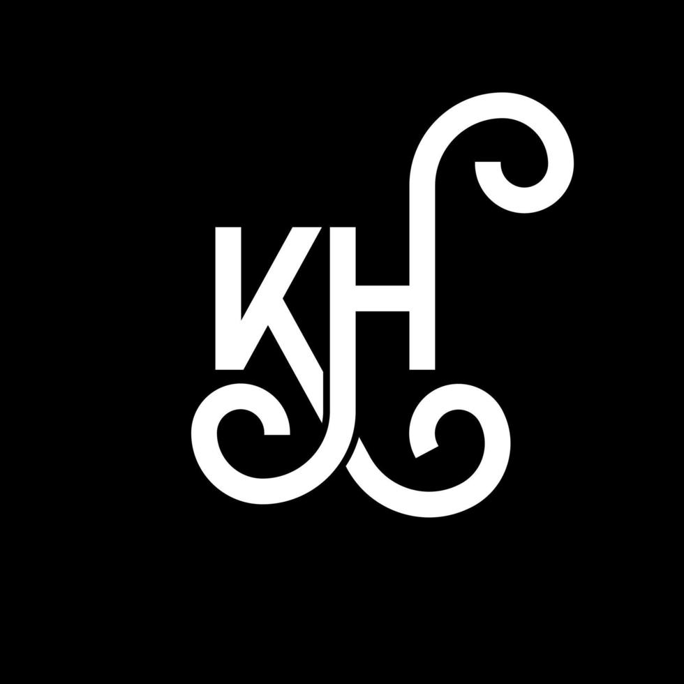 KH letter logo design on black background. KH creative initials letter logo concept. kh letter design. KH white letter design on black background. K H, k h logo vector