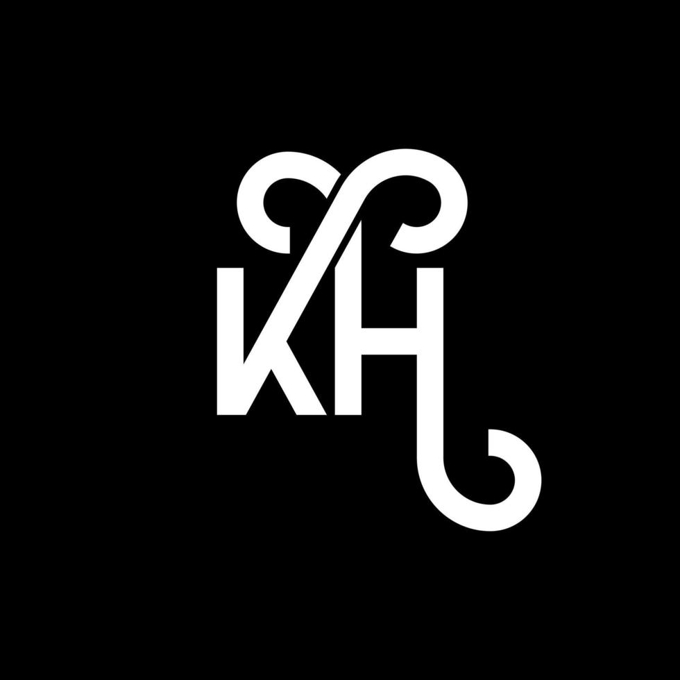 diseño del logotipo de la letra kh sobre fondo negro. concepto de logotipo de letra de iniciales creativas kh. diseño de letras kh. kh diseño de letras blancas sobre fondo negro. kh, logotipo de kh vector
