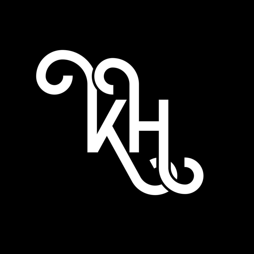 KH letter logo design on black background. KH creative initials letter logo concept. kh letter design. KH white letter design on black background. K H, k h logo vector