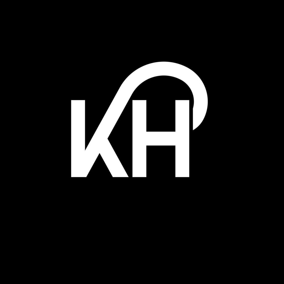 diseño del logotipo de la letra kh sobre fondo negro. concepto de logotipo de letra de iniciales creativas kh. diseño de letras kh. kh diseño de letras blancas sobre fondo negro. kh, logotipo de kh vector