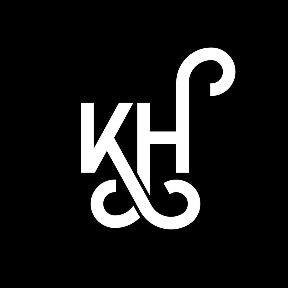 KH letter logo design on black background. KH creative initials letter logo concept. kh letter design. KH white letter design on black background. K H, k h logo vector