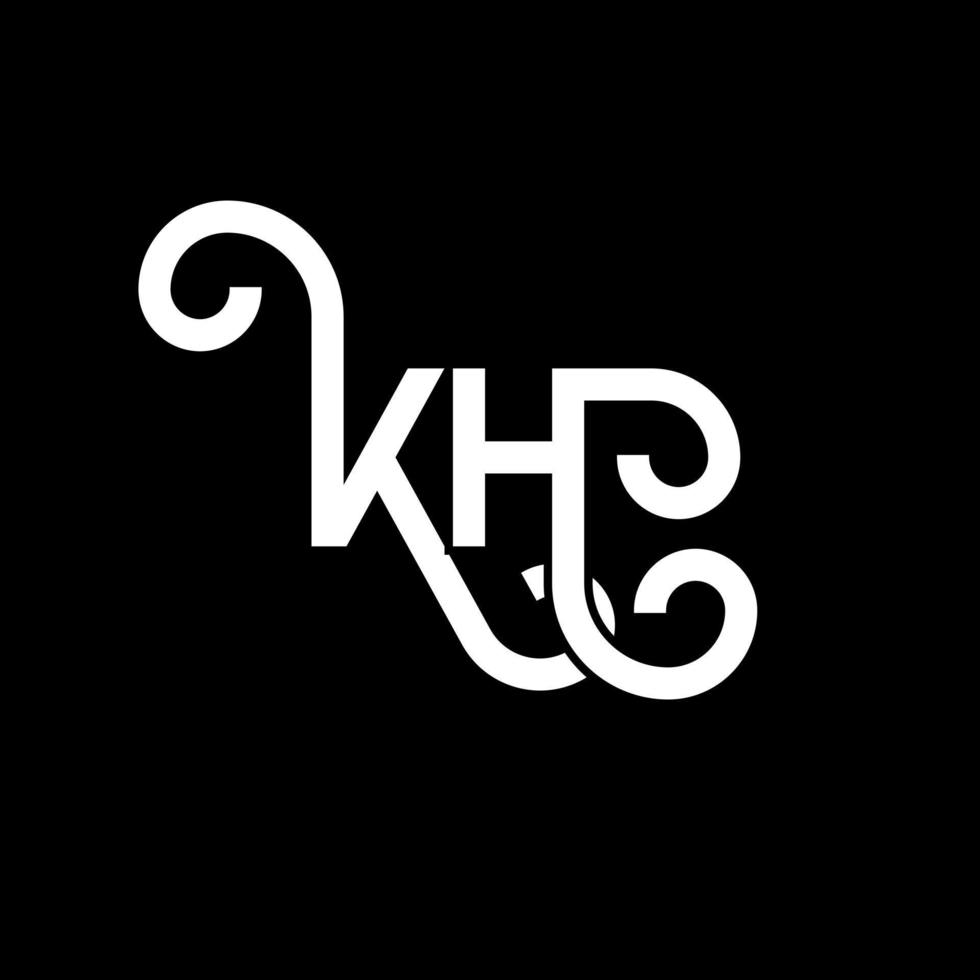 diseño del logotipo de la letra kh sobre fondo negro. concepto de logotipo de letra de iniciales creativas kh. diseño de letras kh. kh diseño de letras blancas sobre fondo negro. kh, logotipo de kh vector