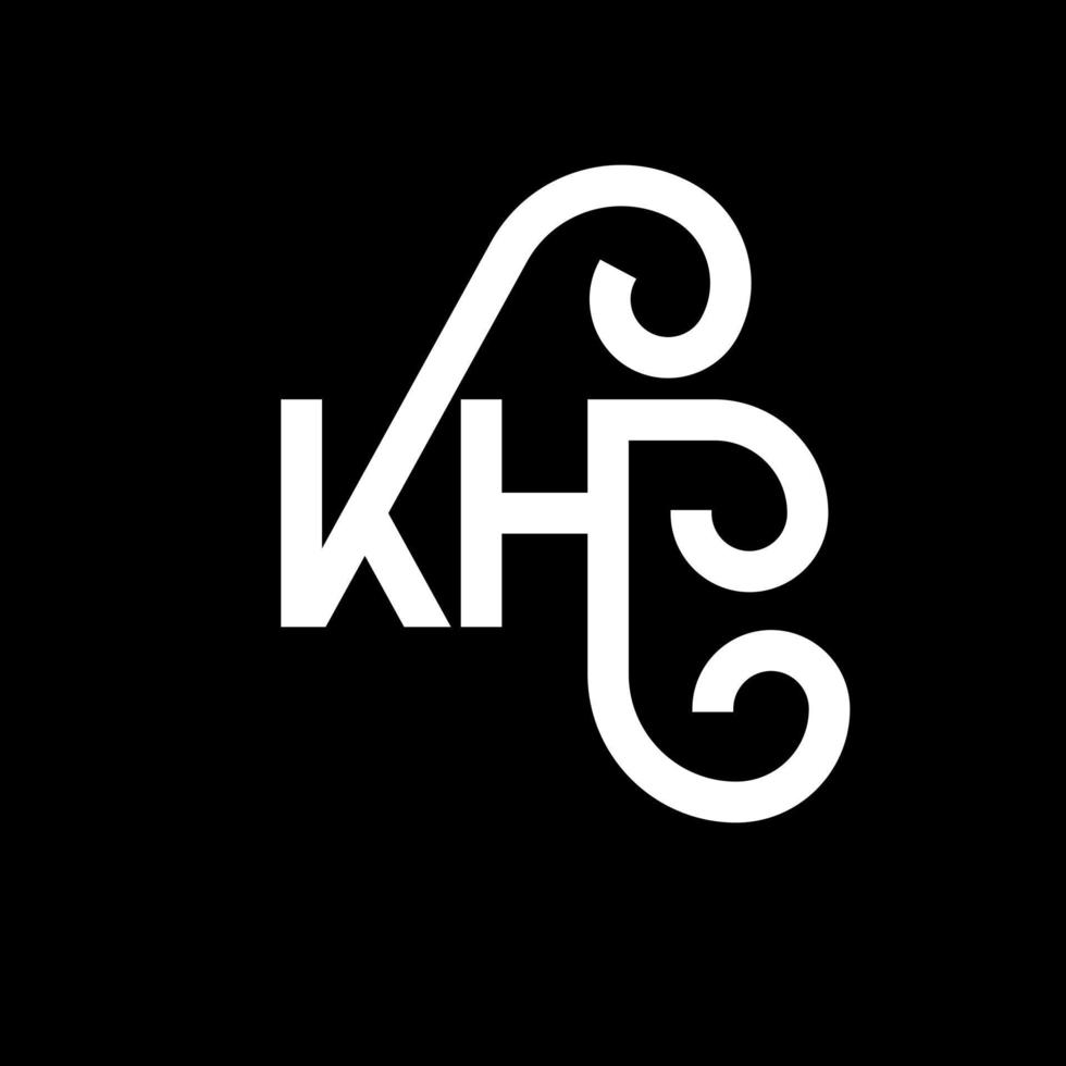 KH letter logo design on black background. KH creative initials letter logo concept. kh letter design. KH white letter design on black background. K H, k h logo vector