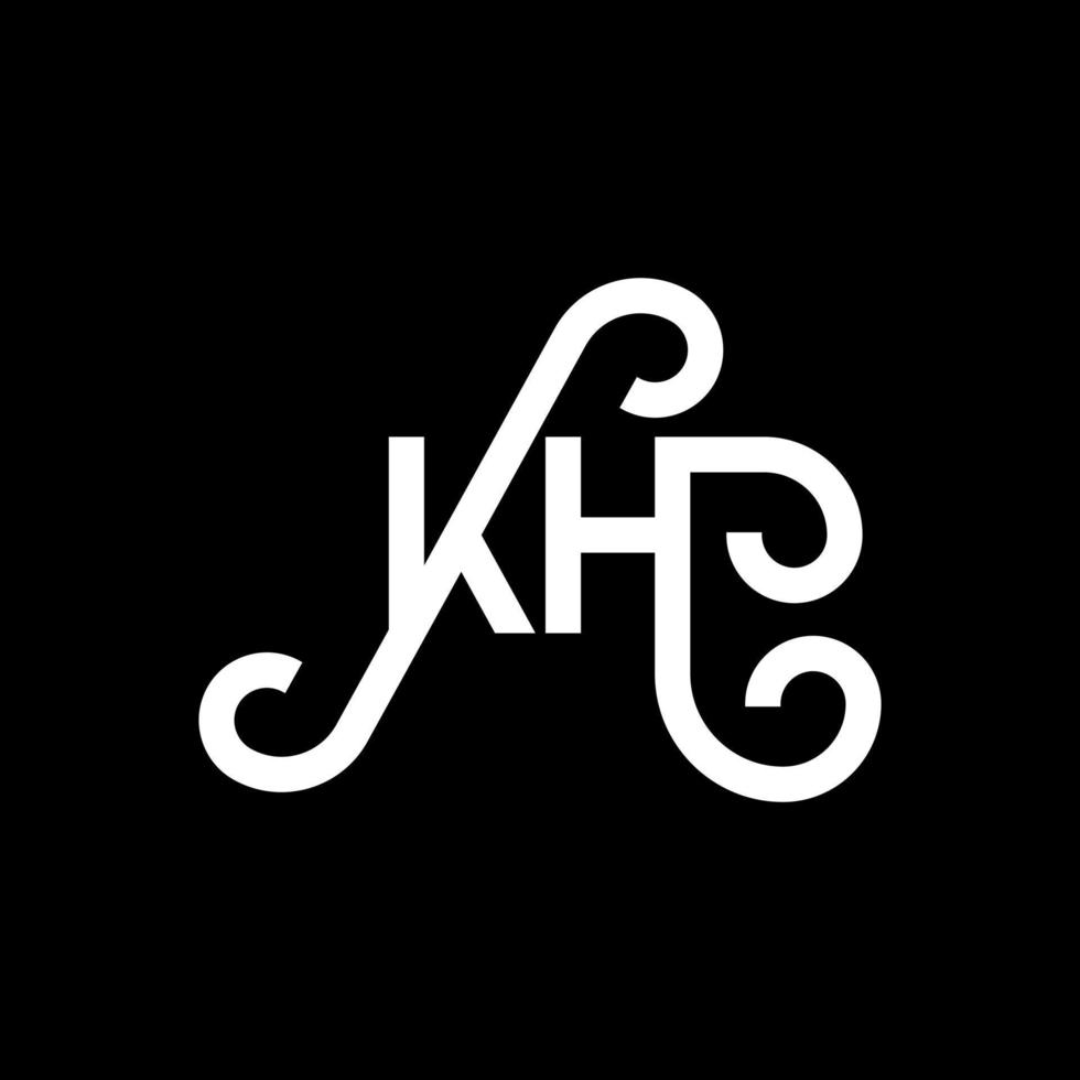 KH letter logo design on black background. KH creative initials letter logo concept. kh letter design. KH white letter design on black background. K H, k h logo vector