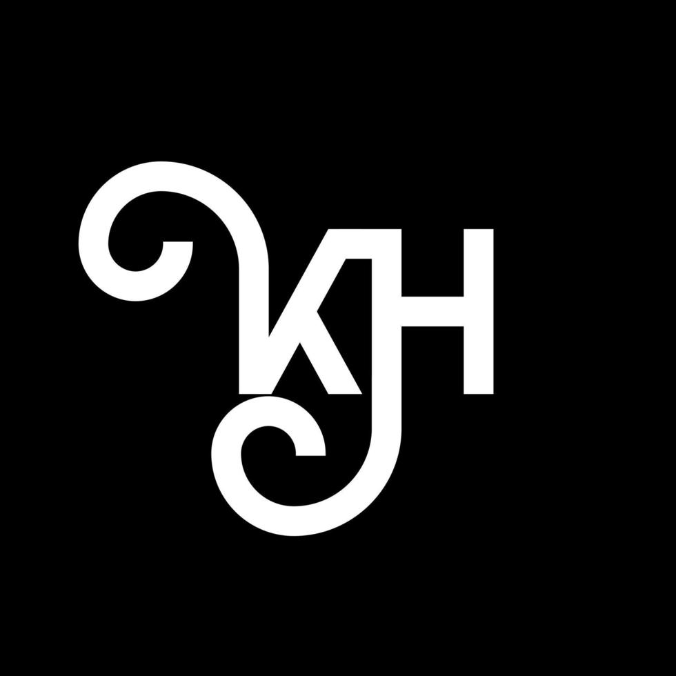 KH letter logo design on black background. KH creative initials letter logo concept. kh letter design. KH white letter design on black background. K H, k h logo vector